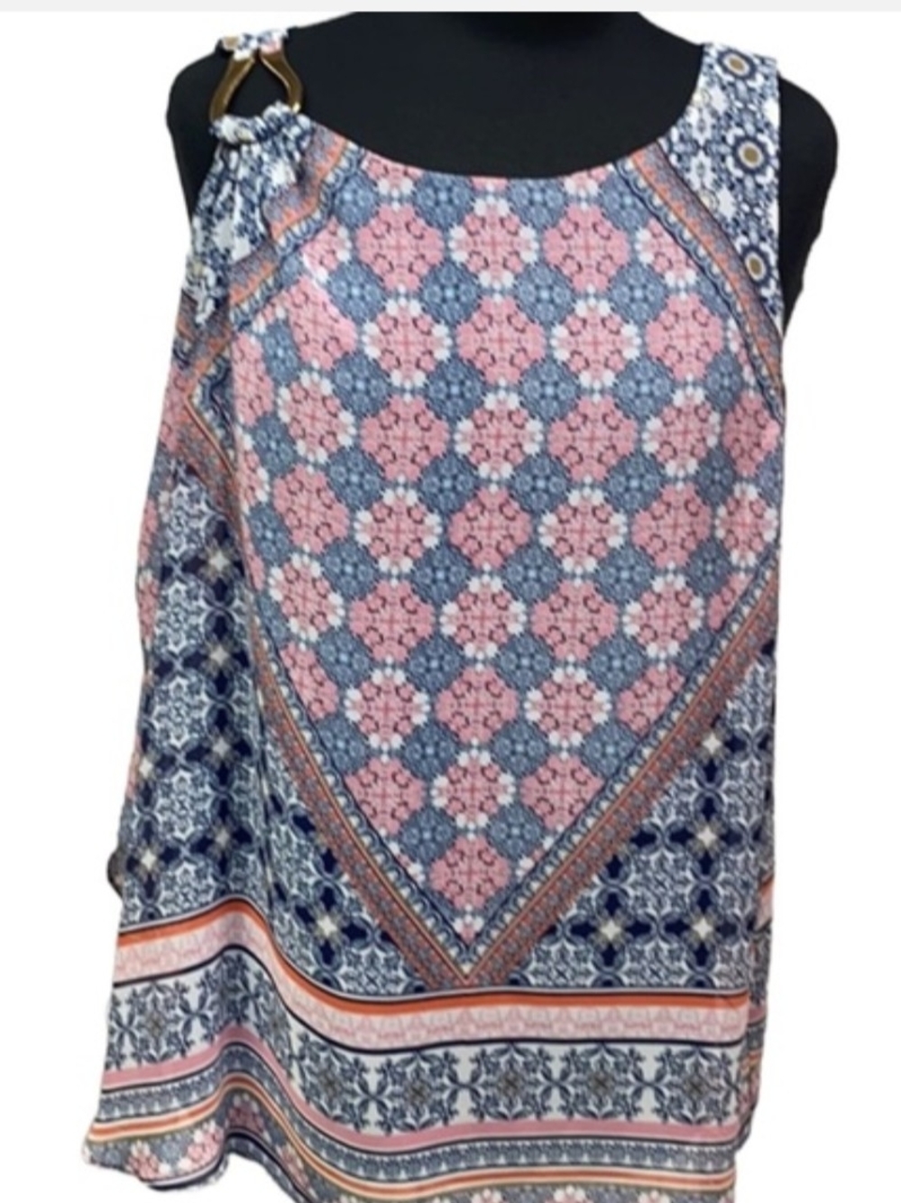 Coco Bianco Pink & Blue Scarf-Print Sleeveless Tank